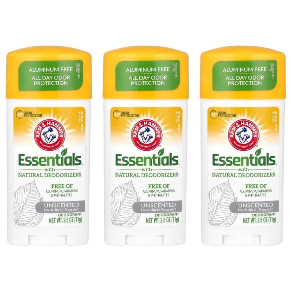 3-PACK Arm & Hammer Essentials Deodorant Unscented 2.5 oz
